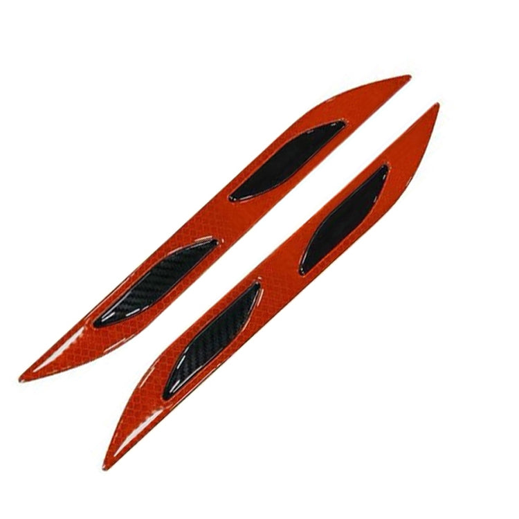 2 Sets Carbon Fiber Warning Sticker Car Anti-Collision Strip Leaf Plate Reflective Sticker Hood Light Eyebrow Anti-Collision Drops Sticker(4 PCS (Bumper Red)) by buy2fix