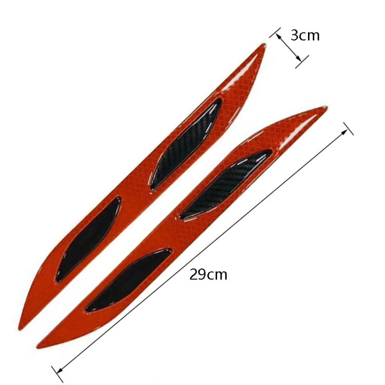 2 Sets Carbon Fiber Warning Sticker Car Anti-Collision Strip Leaf Plate Reflective Sticker Hood Light Eyebrow Anti-Collision Drops Sticker(4 PCS (Bumper Red)) by buy2fix