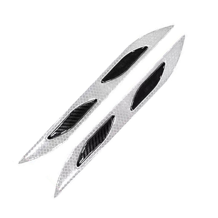 2 Sets Carbon Fiber Warning Sticker Car Anti-Collision Strip Leaf Plate Reflective Sticker Hood Light Eyebrow Anti-Collision Drops Sticker(4 PCS (Bumper White)) by buy2fix