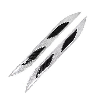 2 Sets Carbon Fiber Warning Sticker Car Anti-Collision Strip Leaf Plate Reflective Sticker Hood Light Eyebrow Anti-Collision Drops Sticker(4 PCS (Bumper White)) by buy2fix