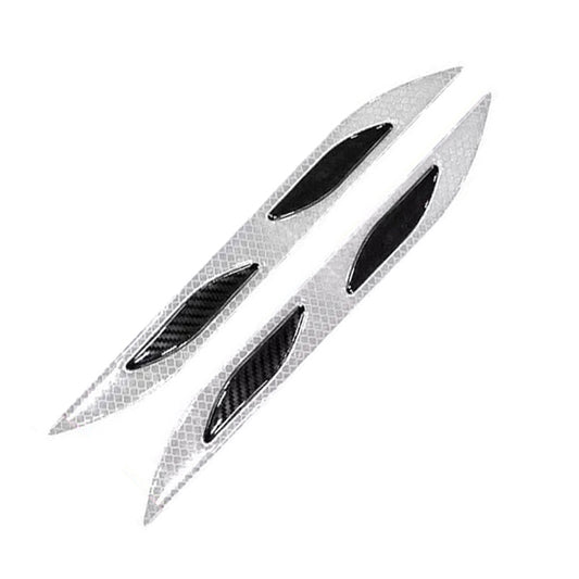 2 Sets Carbon Fiber Warning Sticker Car Anti-Collision Strip Leaf Plate Reflective Sticker Hood Light Eyebrow Anti-Collision Drops Sticker(4 PCS (Bumper White)) by buy2fix