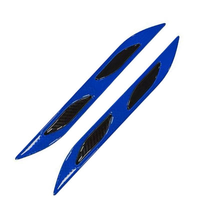 2 Sets Carbon Fiber Warning Sticker Car Anti-Collision Strip Leaf Plate Reflective Sticker Hood Light Eyebrow Anti-Collision Drops Sticker(4 PCS (Bumper Blue)) by buy2fix