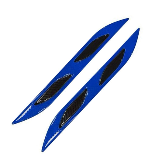 2 Sets Carbon Fiber Warning Sticker Car Anti-Collision Strip Leaf Plate Reflective Sticker Hood Light Eyebrow Anti-Collision Drops Sticker(4 PCS (Bumper Blue)) by buy2fix