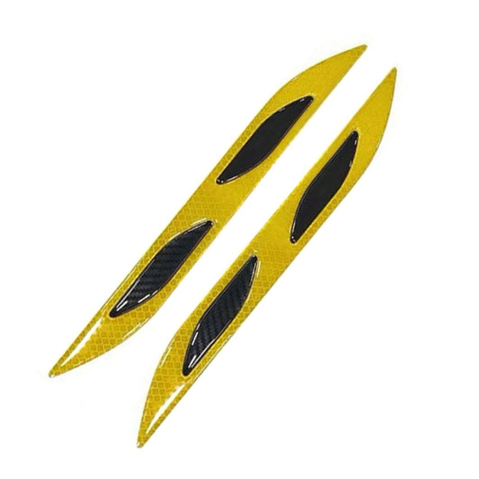 2 Sets Carbon Fiber Warning Sticker Car Anti-Collision Strip Leaf Plate Reflective Sticker Hood Light Eyebrow Anti-Collision Drops Sticker(4 PCS (Bumper Yellow)) by buy2fix