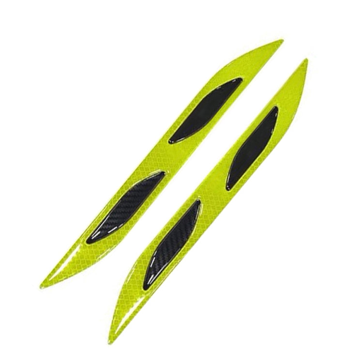 2 Sets Carbon Fiber Warning Sticker Car Anti-Collision Strip Leaf Plate Reflective Sticker Hood Light Eyebrow Anti-Collision Drops Sticker(4 PCS (Bumper Fluorescent Yellow)) by buy2fix