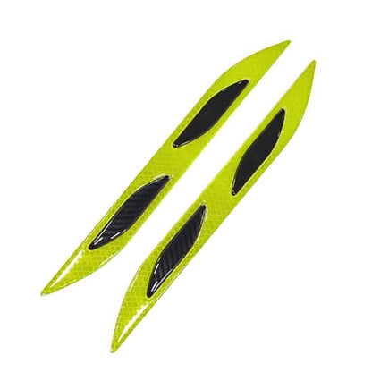 2 Sets Carbon Fiber Warning Sticker Car Anti-Collision Strip Leaf Plate Reflective Sticker Hood Light Eyebrow Anti-Collision Drops Sticker(4 PCS (Bumper Fluorescent Yellow)) by buy2fix