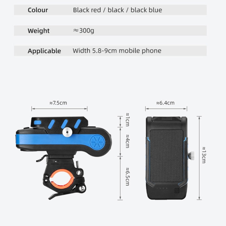 BG-2021 Bicycle Front Light 4 In 1 Mobile Phone Holder Horn Light Mountain Bike Front Light, Colour: 2400 MAH Black by buy2fix