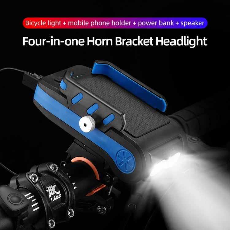 BG-2021 Bicycle Front Light 4 In 1 Mobile Phone Holder Horn Light Mountain Bike Front Light, Colour: 2400 MAH Black by buy2fix