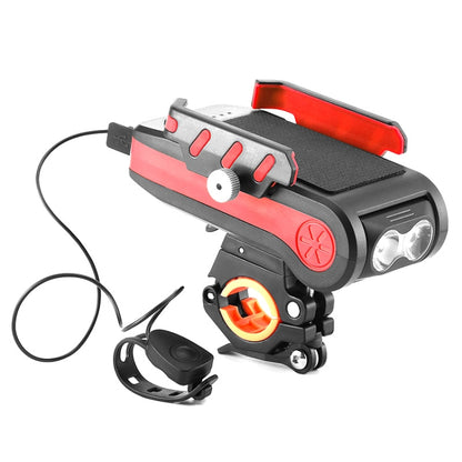 BG-2021 Bicycle Front Light 4 In 1 Mobile Phone Holder Horn Light Mountain Bike Front Light, Colour: 2400 MAH Red by buy2fix