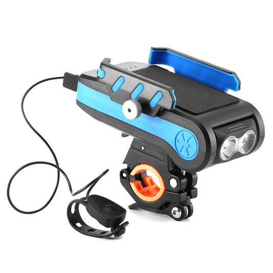 BG-2021 Bicycle Front Light 4 In 1 Mobile Phone Holder Horn Light Mountain Bike Front Light, Colour: 2400 MAH Blue by buy2fix