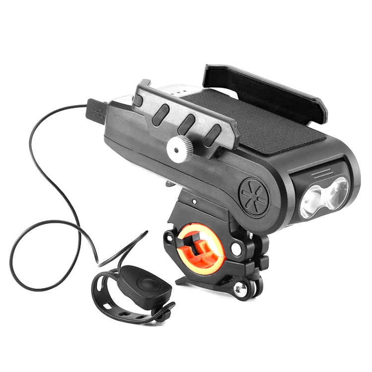 BG-2021 Bicycle Front Light 4 In 1 Mobile Phone Holder Horn Light Mountain Bike Front Light, Colour: 4000 MAH Black by buy2fix