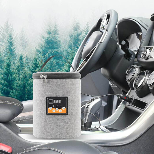 Car Outdoor Bottle Wipes Food Heating Warm Bag Temperature Adjustable Bottle Warmer(Round Gray) - Heating Cups by buy2fix | Online Shopping UK | buy2fix
