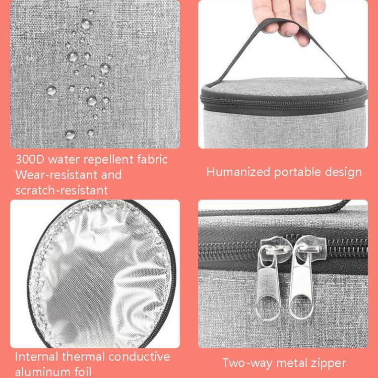 Car Outdoor Bottle Wipes Food Heating Warm Bag Temperature Adjustable Bottle Warmer(Round Gray) - Heating Cups by buy2fix | Online Shopping UK | buy2fix