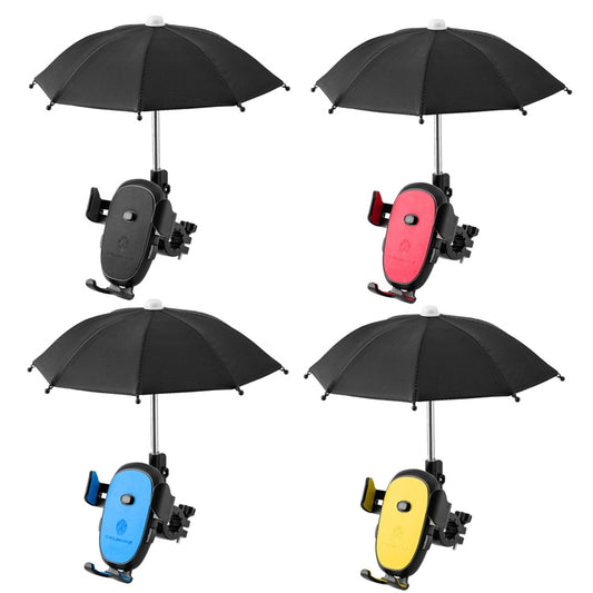 CYCLINGBOX BG-2935 Bicycle Mobile Phone Bracket With Umbrella Waterproof Navigation Electric Car Mobile Phone Frame, Style: Handlebar Installation (Red) - Holders by CYCLINGBOX | Online Shopping UK | buy2fix