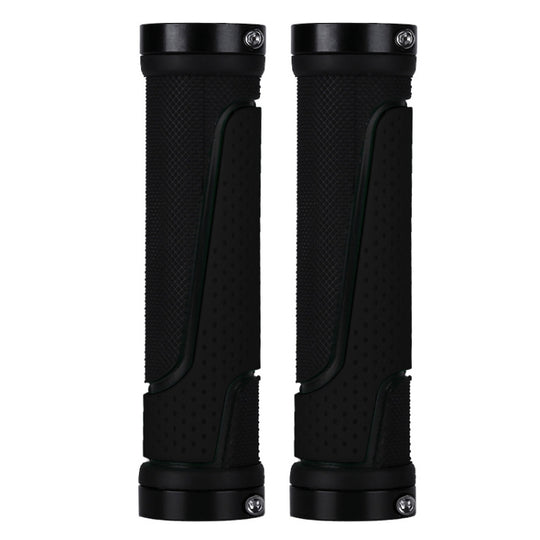 2 paires BG-0404 couvercle de poignée en caoutchouc de vélo le couvercle de poignée antidérapant mort de verrouillage bilatéral de vélo de montagne (noir)