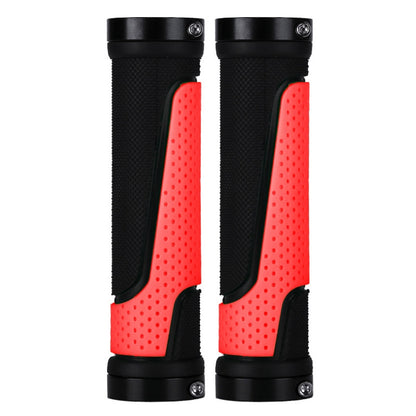 1pair BG-0404 Bicycle Rubber Handle Cover The Mountain Bike Bilateral Lock Dead Anti-Slip Handle Cover(Red) - Bicycle Grips by buy2fix | Online Shopping UK | buy2fix