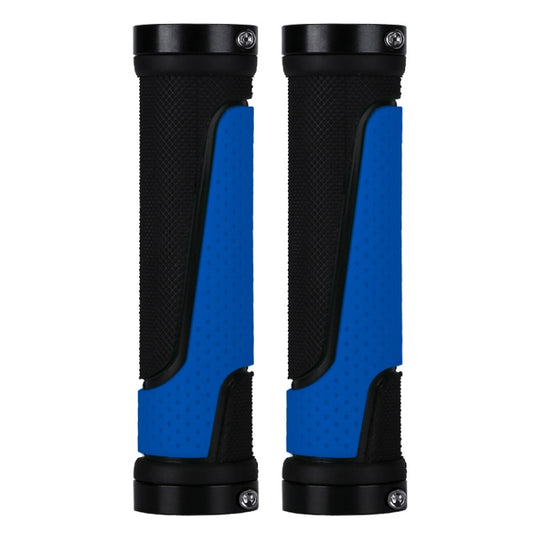 1pair BG-0404 Bicycle Rubber Handle Cover The Mountain Bike Bilateral Lock Dead Anti-Slip Handle Cover(Blue) - Bicycle Grips by buy2fix | Online Shopping UK | buy2fix