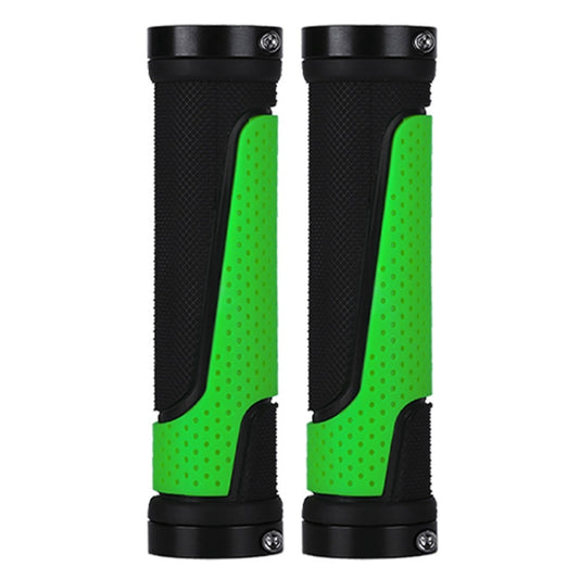 1pair BG-0404 Bicycle Rubber Handle Cover The Mountain Bike Bilateral Lock Dead Anti-Slip Handle Cover(Green) - Bicycle Grips by buy2fix | Online Shopping UK | buy2fix
