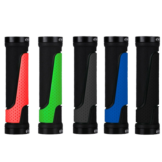 1pair BG-0404 Bicycle Rubber Handle Cover The Mountain Bike Bilateral Lock Dead Anti-Slip Handle Cover(Blue) - Bicycle Grips by buy2fix | Online Shopping UK | buy2fix