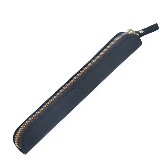 Étui de Protection en cuir avec fermeture éclair pour stylet en cuir rétro Simple, Mini étui à stylo en peau de cheval fou (noir)