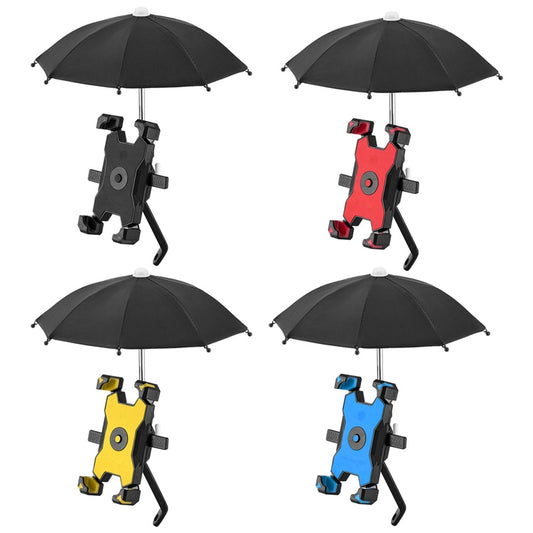 CYCLINGBOX Bicycle Mobile Phone Bracket With Parasol Rider Mobile Phone Frame, Style: Rearview Mirror Installation (Yellow) - Holders by CYCLINGBOX | Online Shopping UK | buy2fix