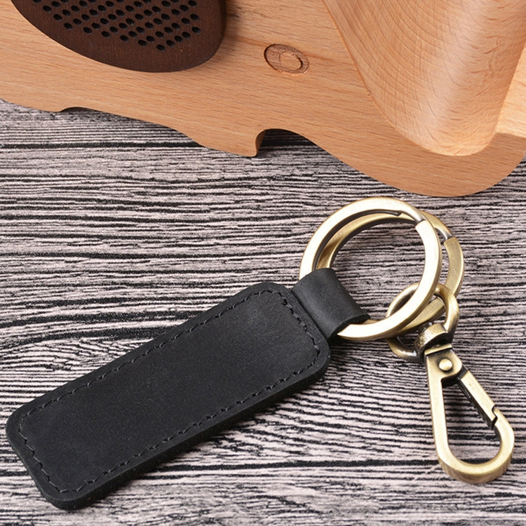 2 PCS Handmade Crazy Horse Leather Retro Keychain Car Couple Keychain, Specification: Double Ring(Black) by buy2fix