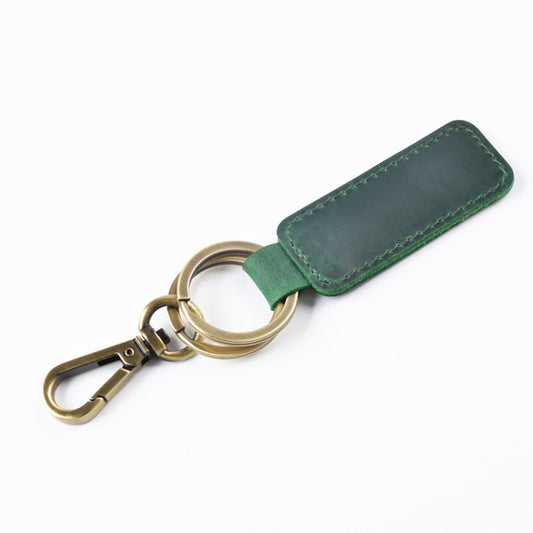 2 PCS Handmade Crazy Horse Leather Retro Keychain Car Couple Keychain, Specification: Double Ring(Ink Green) by buy2fix