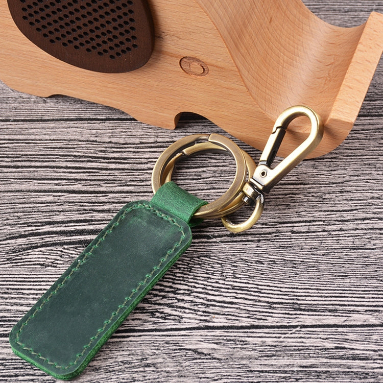 2 PCS Handmade Crazy Horse Leather Retro Keychain Car Couple Keychain, Specification: Double Ring(Ink Green) by buy2fix