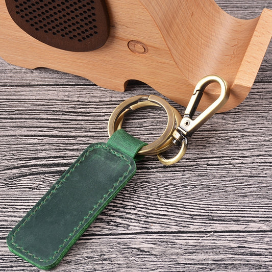 2 PCS Handmade Crazy Horse Leather Retro Keychain Car Couple Keychain, Specification: Double Ring(Ink Green) by buy2fix