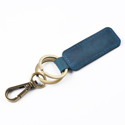 2 PCS Handmade Crazy Horse Leather Retro Keychain Car Couple Keychain, Specification: Double Ring(Blue) by buy2fix