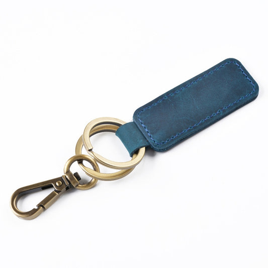 2 PCS Handmade Crazy Horse Leather Retro Keychain Car Couple Keychain, Specification: Double Ring(Blue) by buy2fix