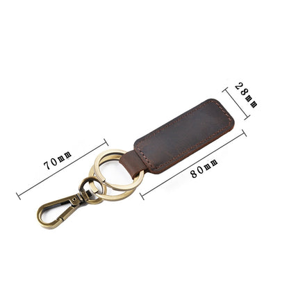 2 PCS Handmade Crazy Horse Leather Retro Keychain Car Couple Keychain, Specification: Double Ring(Ink Green) by buy2fix