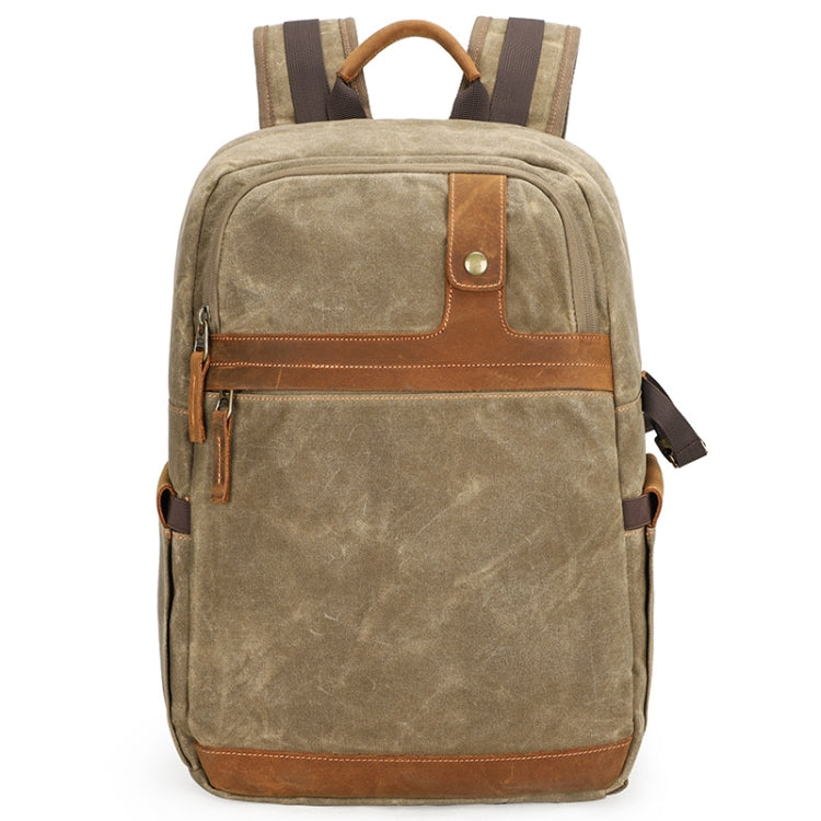 D1383 Outdoor SLR Digital Camera Backpack Waterproof Batik Canvas Camera Bag(Khaki) by buy2fix