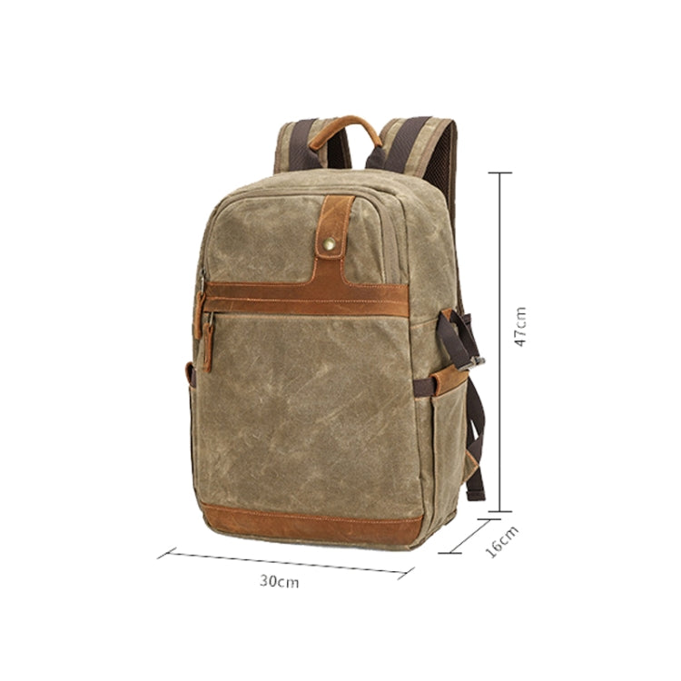 D1383 Outdoor SLR Digital Camera Backpack Waterproof Batik Canvas Camera Bag(Khaki) by buy2fix