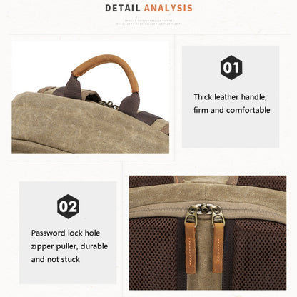 D1383 Outdoor SLR Digital Camera Backpack Waterproof Batik Canvas Camera Bag(Khaki) by buy2fix