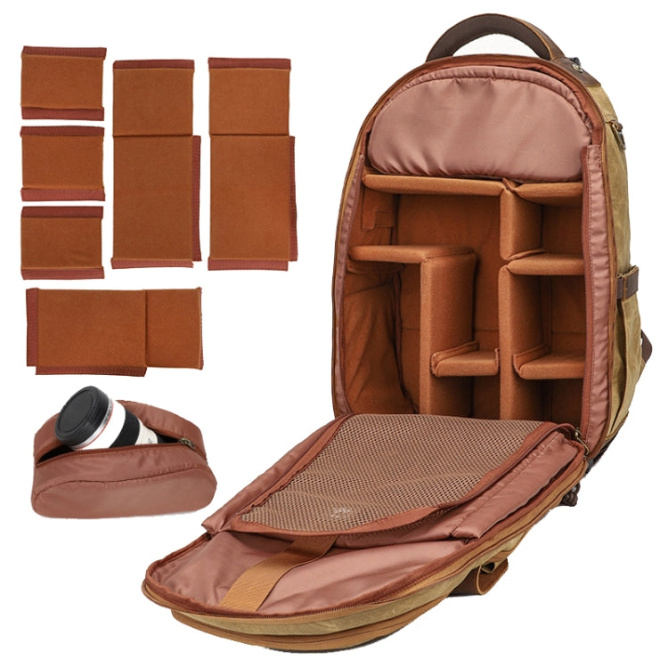 K813 Retro SLR Camera Bag Canvas Shoulder Computer Camera Bag(Soil Yellow) by buy2fix