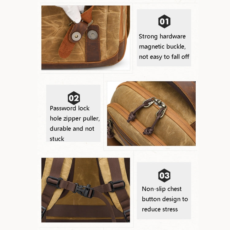 K813 Retro SLR Camera Bag Canvas Shoulder Computer Camera Bag(Khaki) by buy2fix