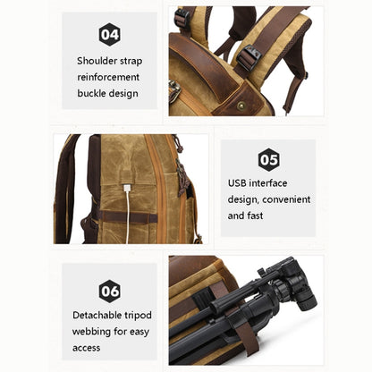 K813 Retro SLR Camera Bag Canvas Shoulder Computer Camera Bag(Khaki) by buy2fix