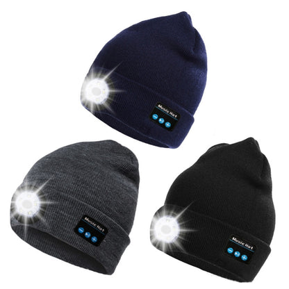 M1-BL LED Glowing Bluetooth Music Hat Wireless Call Night Running Hat(Navy) by buy2fix