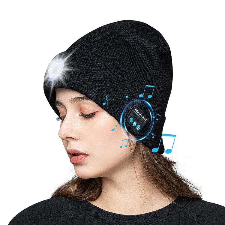 M1-BL LED Glowing Bluetooth Music Hat Wireless Call Night Running Hat(Navy) by buy2fix