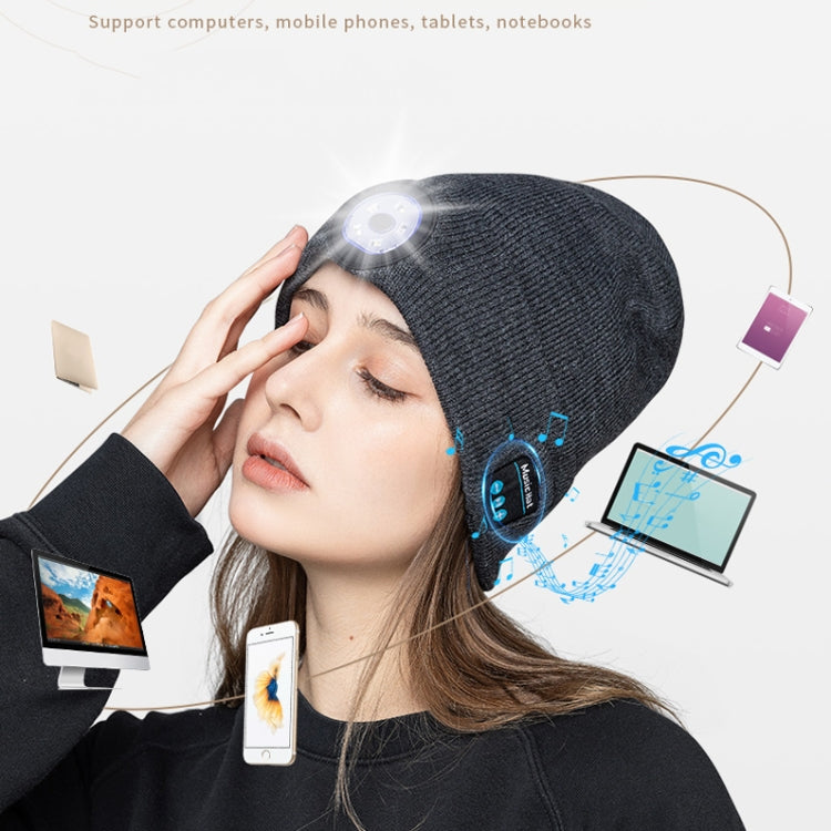 M1-BL LED Glowing Bluetooth Music Hat Wireless Call Night Running Hat(Gray) by buy2fix