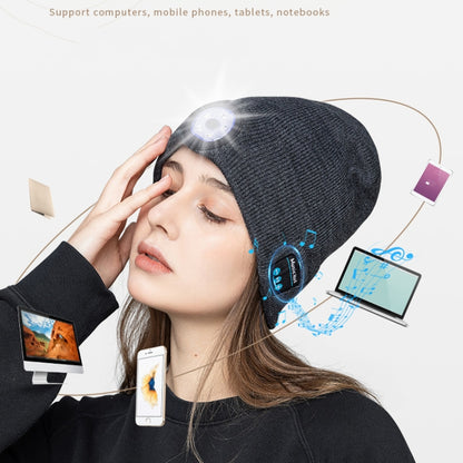 M1-BL LED Glowing Bluetooth Music Hat Wireless Call Night Running Hat(Gray) by buy2fix