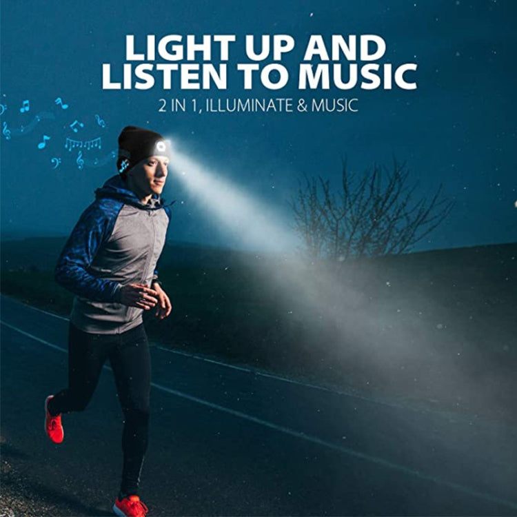 M1-BL LED Glowing Bluetooth Music Hat Wireless Call Night Running Hat(Gray) by buy2fix