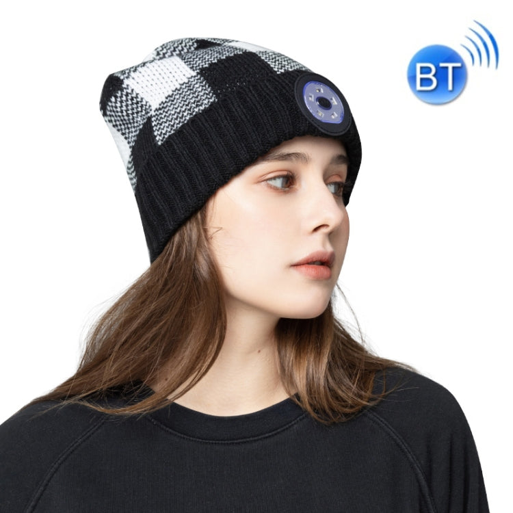 M3-BL Bluetooth LED Music Headset Hat Lady Warm Night Lighting Hat(Black White) by buy2fix
