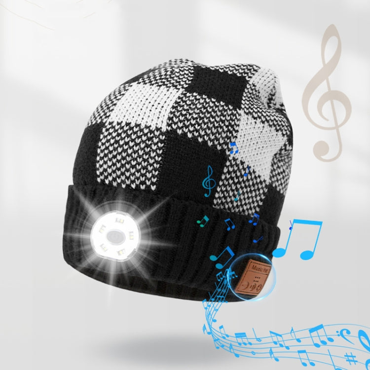 M3-BL Bluetooth LED Music Headset Hat Lady Warm Night Lighting Hat(Black White) by buy2fix