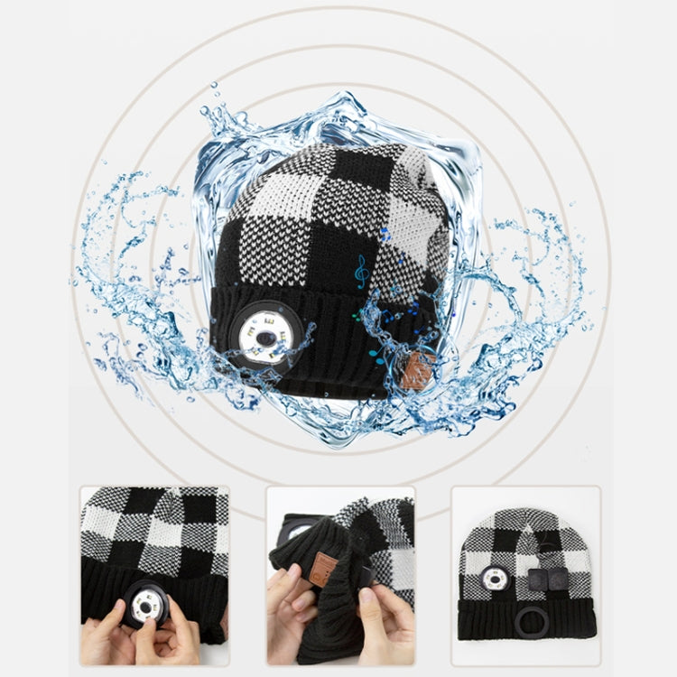 M3-BL Bluetooth LED Music Headset Hat Lady Warm Night Lighting Hat(Black White) by buy2fix