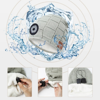 RG5-BL Bluetooth LED Lighting Music Knit Hat Plus Velvet Night Running Lamp Hat(Black) by buy2fix