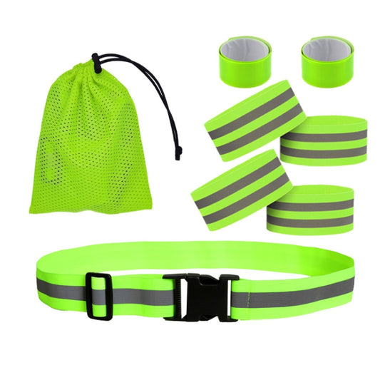 Reflective Elastic Band Suit Night Running Construction Site Traffic Safety Reflective Equipment,Style: 1 Belt+4 Arm Strap+2 Snap Circle+ Storage Bag