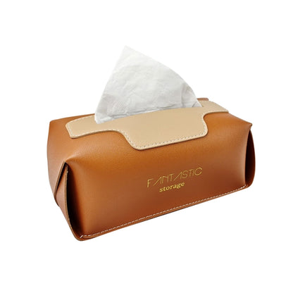 SJM0041 Car PU Paper Tissue Box Hotel Napkin Paper Box Toilet Paper Box(Ocherored) - Tissue Boxes by buy2fix | Online Shopping UK | buy2fix