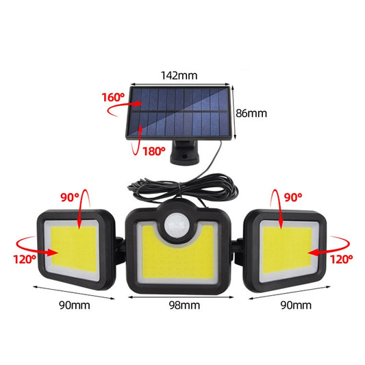 TG-TY075 Solar 3-Head Rotatable Wall Light Body Sensation Outdoor Waterproof Garden Light, Style: 171 COB Splitable - Solar Lights by buy2fix | Online Shopping UK | buy2fix